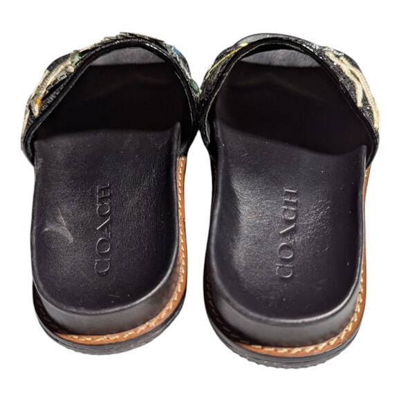 Coach Rexy Sport Slide Black Glitter Embellished Dinosaur Applique Sandals Sz 5 - Picture 3 of 6